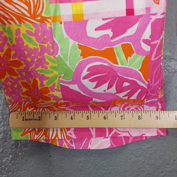 Lilly Pulitzer Shorts Size 4 Bermuda Pink Green Floral Patchwork Stretch Cotton - Picture 12 of 12